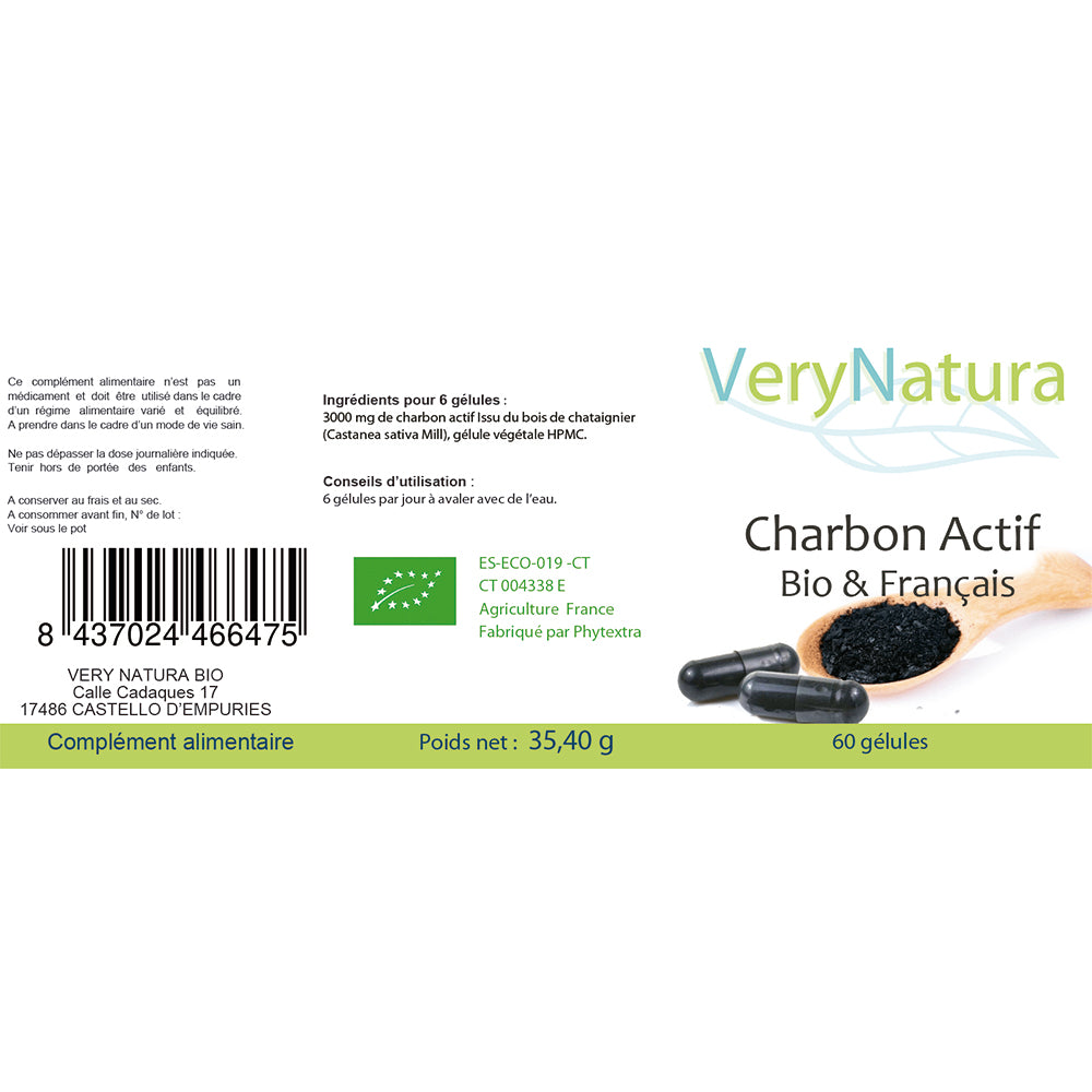 Charbon Bio et Français gélules : Digestion & Détox – NATETLAB