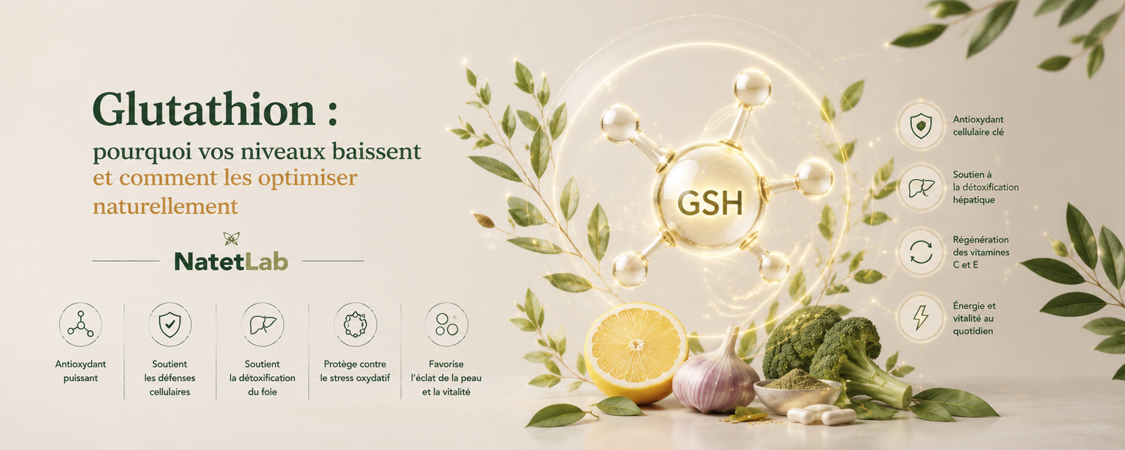 Glutathion : pourquoi vos niveaux baissent et comment les optimiser na