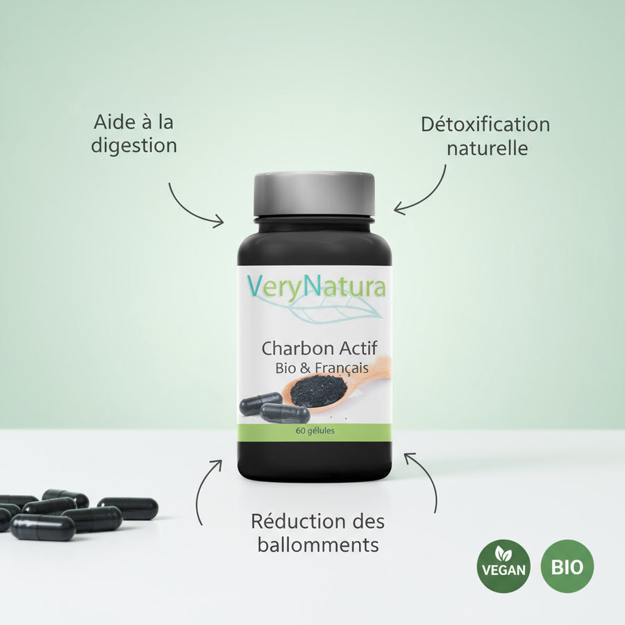 Charbon actif BIO Français en gélules - Digestion & Détox