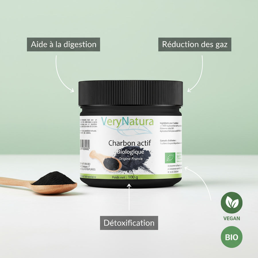 Charbon actif BIO en Poudre - Origine France - Digestion & Détox