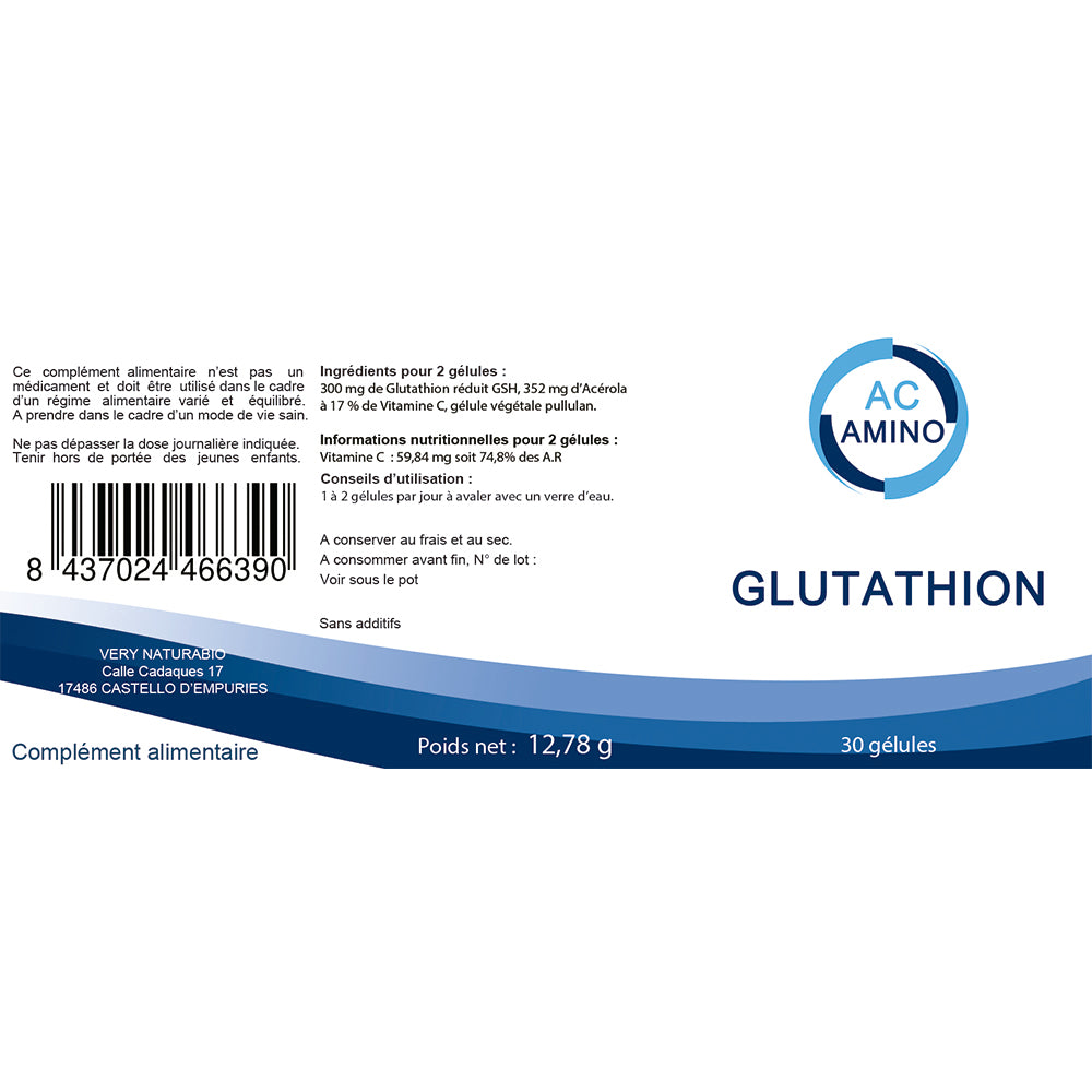 Glutathion + Acerola 17% Vitamine C :  Antioxydant