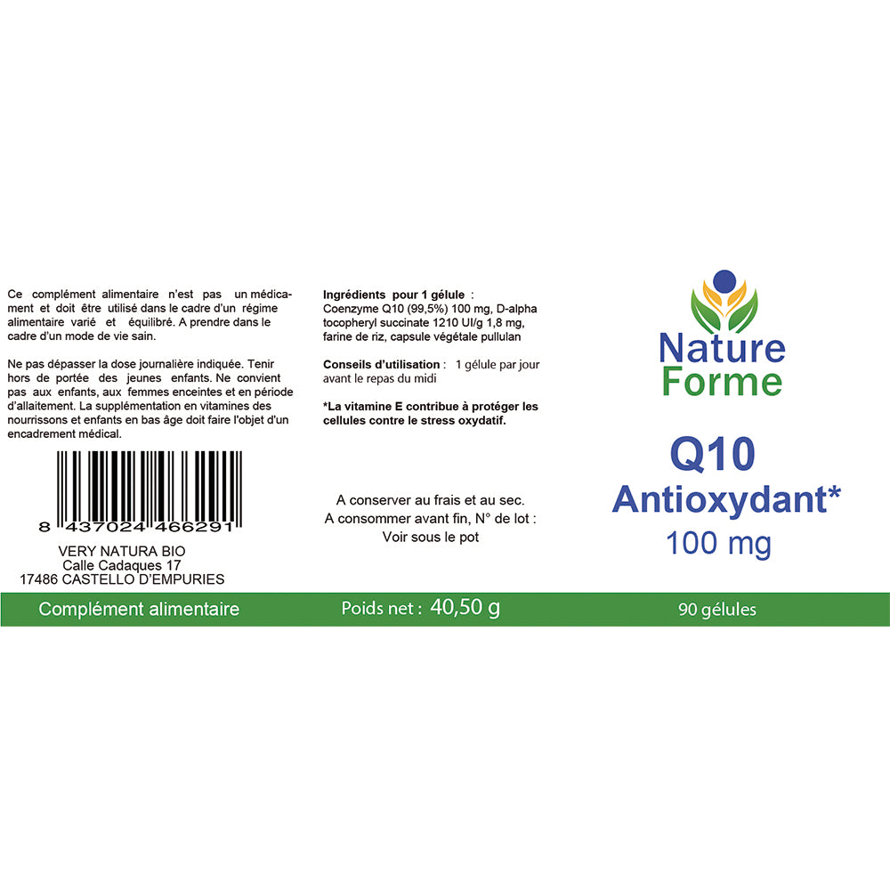 Co-Enzyme Q10 100 mg + Vit E : Antioxydant, Cœur & Circulation