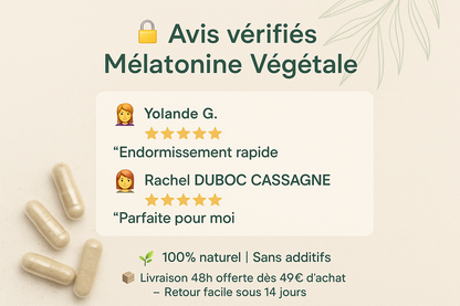Mélatonine Végétale 95% de produits Bio : Sommeil & Stress