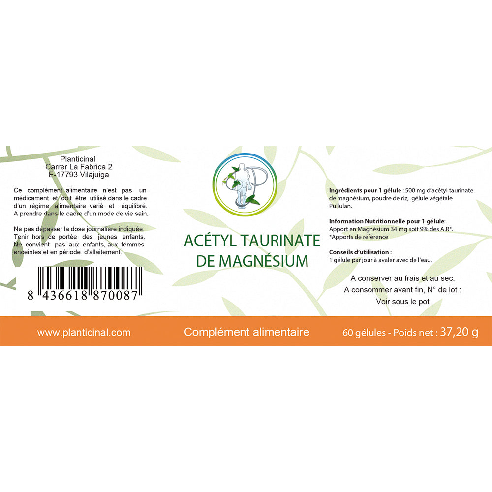Magnésium Acétyl Taurinate 500 mg – Complément Alimentaire Haute Tolérance