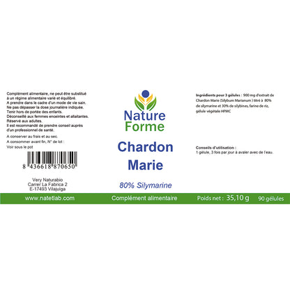 Chardon Marie titré à 80% de silymarines et 30% de silybines