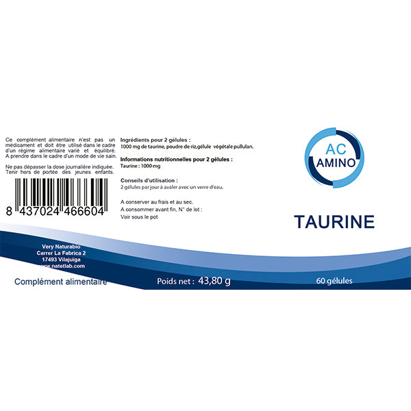 Taurine 500 mg – Votre Allié Naturel pour le Cœur, le Cerveau et la Vitalité