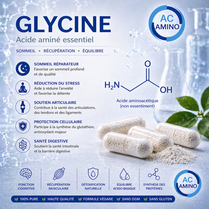 Glycine 100% Poudre Pure – Votre Allié Naturel pour la Régénération Musculaire et le Métabolisme