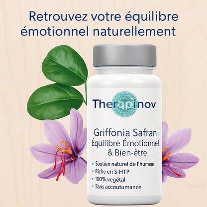 Griffonia Safran 5-HTP – Contribue à l’Équilibre Émotionnel et à la Relaxation