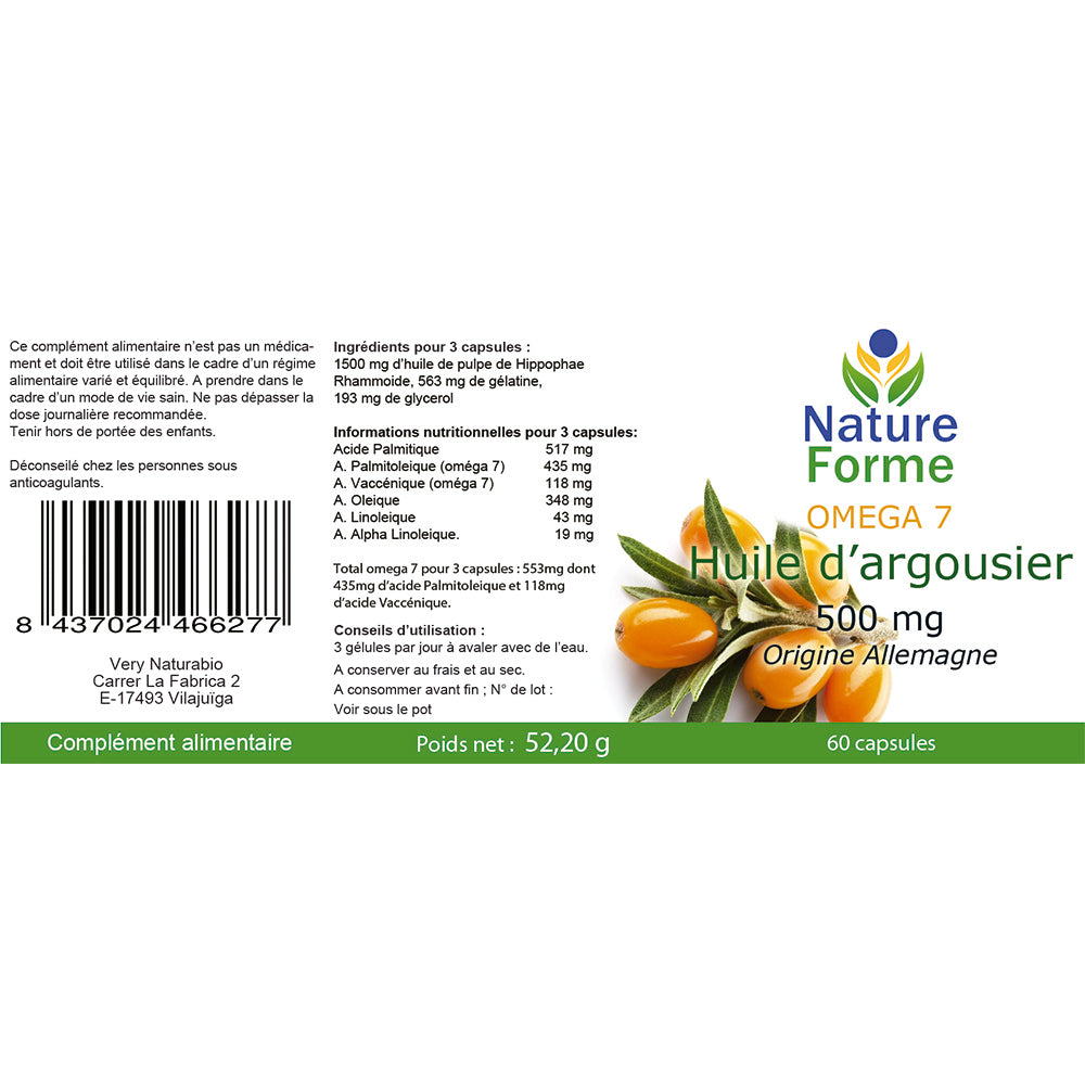 Huile d'Argousier 100% naturelle : Peau & Immunité