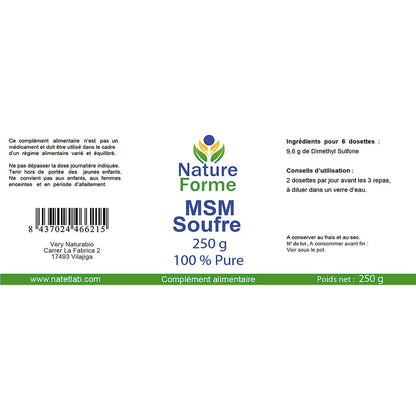 MSM (Méthyl Sulfonyl Méthane) Pur à 99,9% - Soutien Articulations & Cartilages