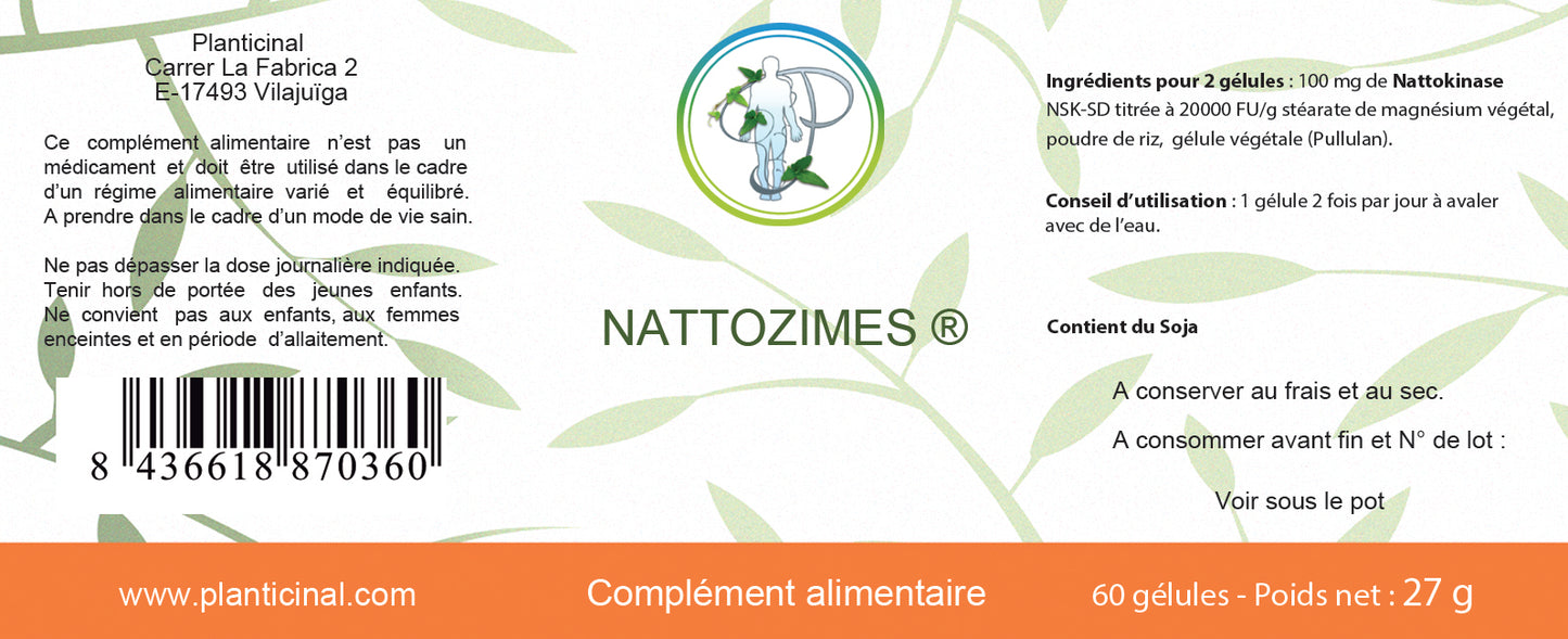 Nattokinase NSK-SD® 2000 FU - Santé Cardiovasculaire & Circulatoire - 60 Gélules Végétales