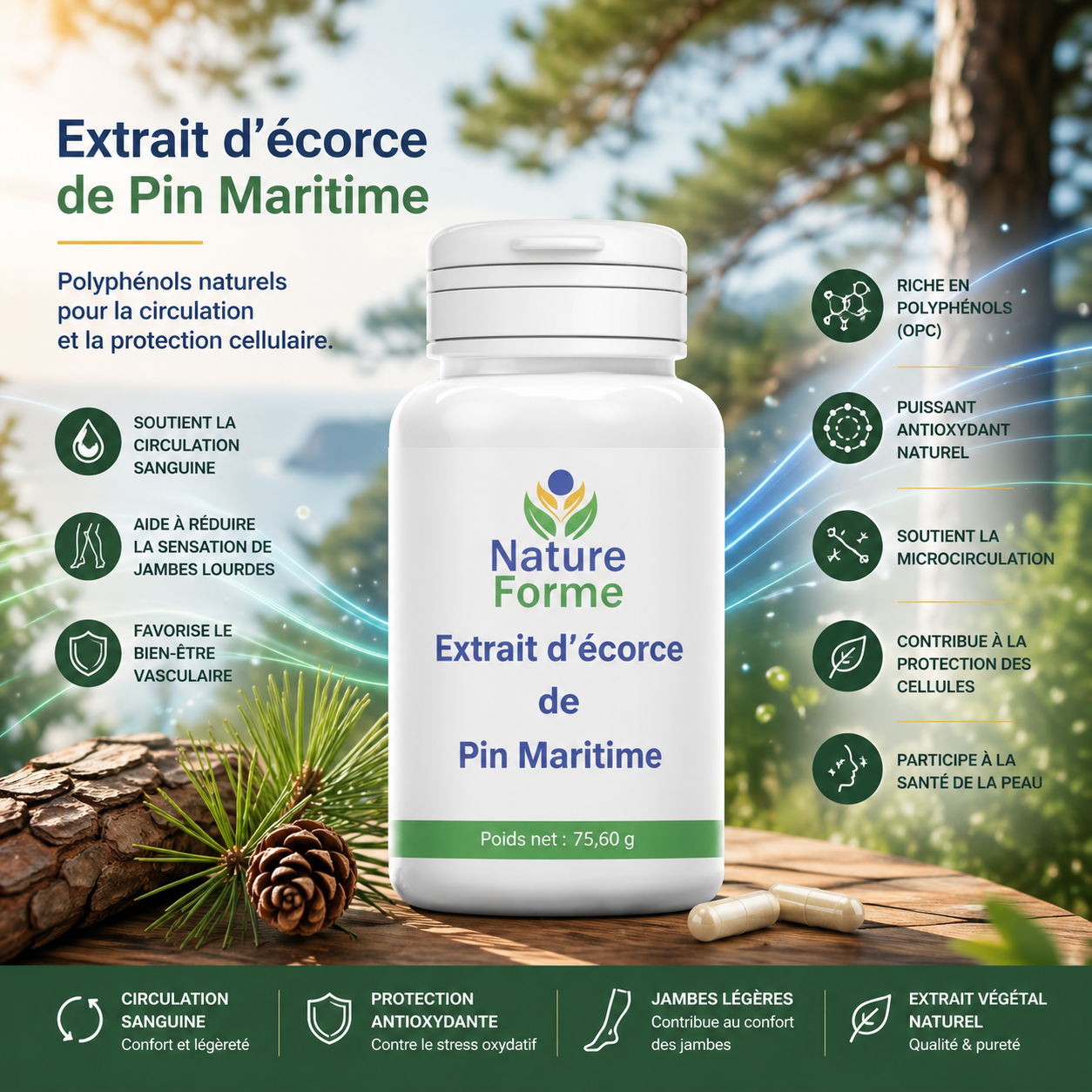 Extrait de Pin Maritime 95% OPC – Votre Antioxydant Naturel pour un Bien-être Optimal