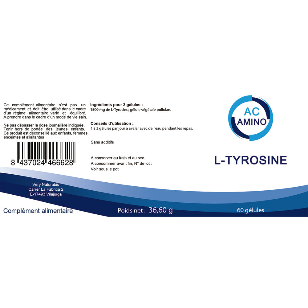 L-Tyrosine 500 mg : Sport & Activité Physique